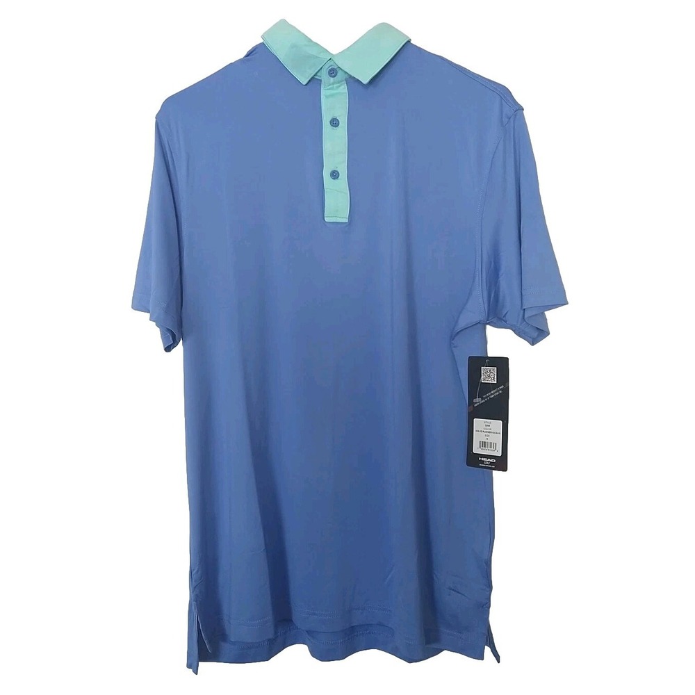 Head Golf Men's Blue Short Sleeve Polo Shirt Small UV Protection Stretch Cooling